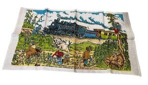 Linen Kitchen Tea Towel Train Newfue Bullet NEW NOS Peter Hing 16.5 X 28” VTG